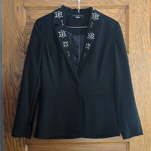 Simply Styled Black Onyx Embellished Blazer Jacket Business Attire Bling Size M